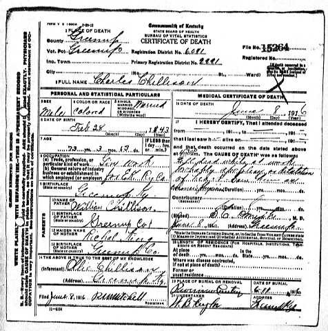 Charles Chillison Death Certificate